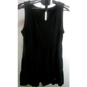 Zenana Women's Black Sleeveless Empire Waist Baby Doll Tank Tunic - Size XL